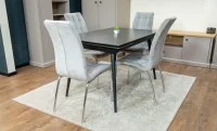 Set Masă Living Extensibilă DTM0101 Blat Ceramic Gri cu 4 Scaune Tapițate F630 Gri 4