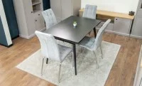 Set Masă Living Extensibilă DTM0101 Blat Ceramic Gri cu 4 Scaune Tapițate F630 Gri 6