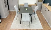 Set Masă Living Extensibilă DTM0101 Blat Ceramic Gri cu 4 Scaune Tapițate F630 Gri 8