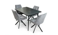 Set Masă Living Extensibilă DTM0101 Blat Ceramic Gri cu 4 Scaune Rotative KJC356 Gri