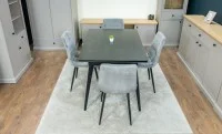 Set Masă Living Extensibilă DTM0101 Blat Ceramic Gri cu 4 Scaune Tapițate KJC37 Gri 8