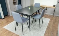 Set Masă Living Extensibilă DTM0101 Blat Ceramic Gri cu 4 Scaune Tapițate KJC5341 Gri 5