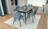Set Masă Living Extensibilă DTM0101 Blat Ceramic Gri cu 4 Scaune Tapițate MC06 Gri 5