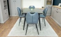 Set Masă Living Extensibilă DTM0101 Blat Ceramic Gri cu 4 Scaune Tapițate MC06 Gri 7
