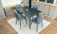 Set Masă Living Extensibilă DTM0101 Blat Ceramic Gri cu 4 Scaune Tapițate MC06 Gri 2