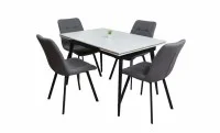 Set Masă Living Extensibilă DTM0101CS Bej cu 4 Scaune Tapițate DCM1801CF Gri 2