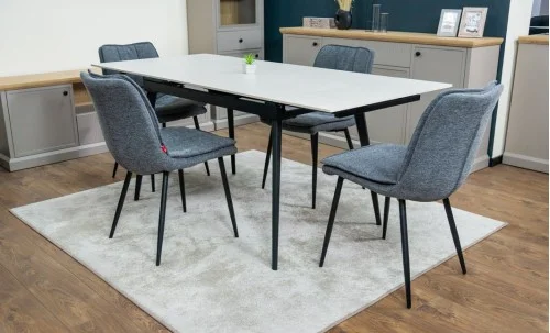 Set Masă Living Extensibilă DTM0101CS Bej cu 4 Scaune DCM2001AF Gri