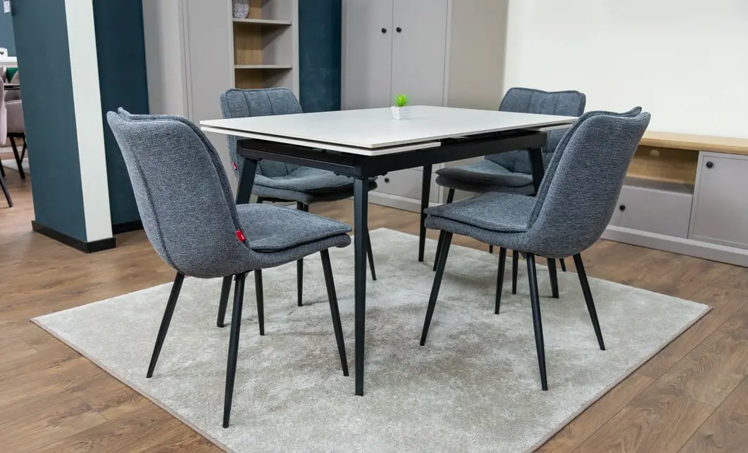 Set Masă Living Extensibilă DTM0101CS Bej cu 4 Scaune DCM2001AF Gri 8