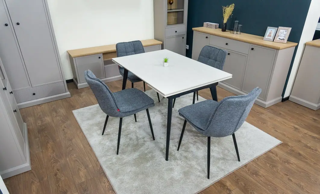 Set Masă Living Extensibilă DTM0101CS Bej cu 4 Scaune DCM2001AF Gri 10