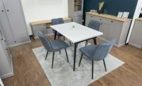 Set Masă Living Extensibilă DTM0101CS Bej cu 4 Scaune DCM2001AF Gri 10