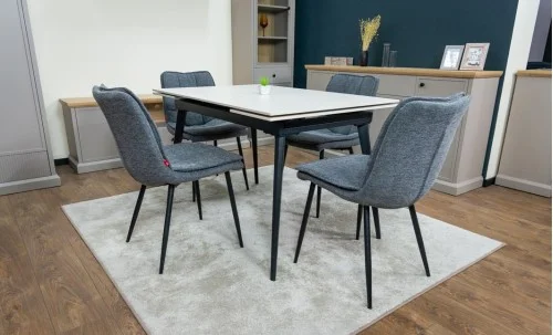 Set Masă Living Extensibilă DTM0101CS Bej cu 4 Scaune DCM2001AF Gri