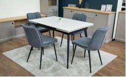 Set Masă Living Extensibilă DTM0101CS Bej cu 4 Scaune DCM2001AF Gri