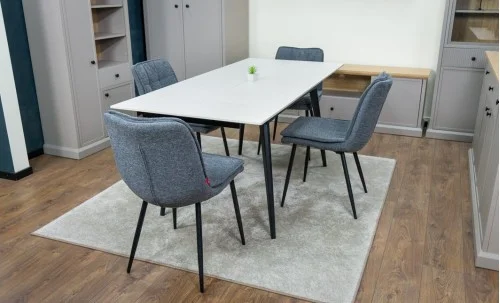 Set Masă Living Extensibilă DTM0101CS Bej cu 4 Scaune DCM2001AF Gri