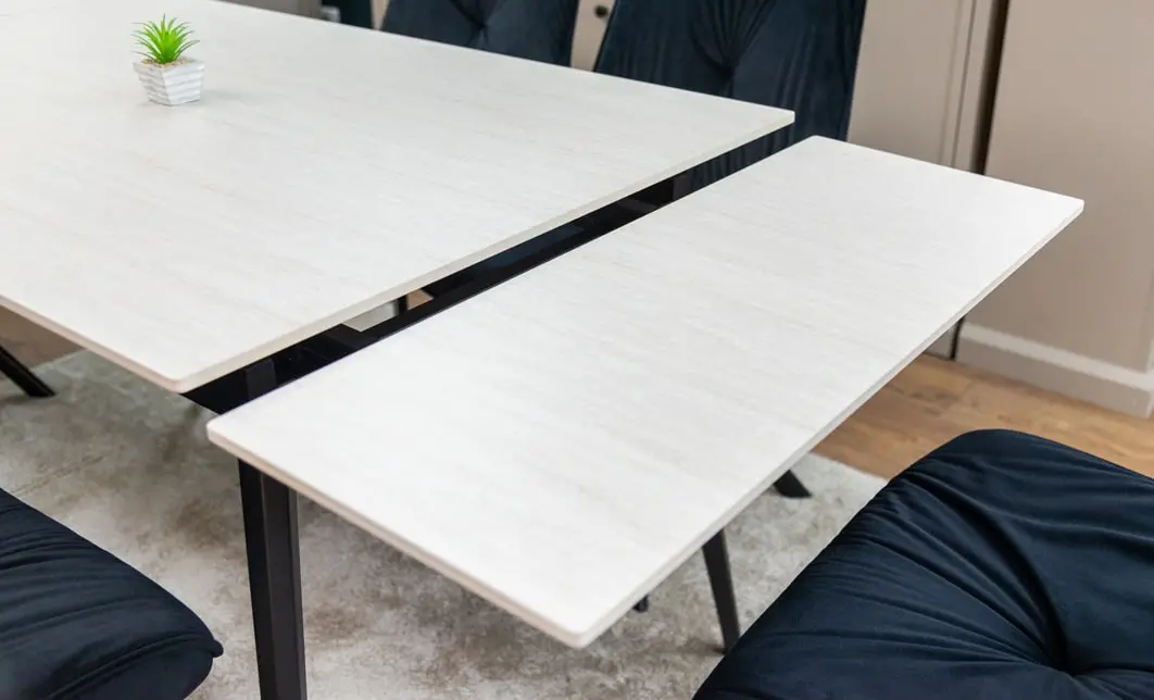 Set Masă Living Extensibilă DTM0101CS Bej cu 6 Scaune Tapițate KJC356 Galbene 4