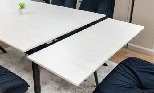 Set Masă Living Extensibilă DTM0101CS Bej cu 6 Scaune Tapițate KJC356 Galbene