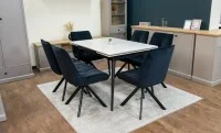 Set Masă Living Extensibilă DTM0101CS Bej cu 6 Scaune Tapițate KJC356 Negre 8