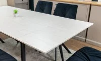 Set Masă Living Extensibilă DTM0101CS Bej cu 6 Scaune Tapițate KJC356 Galbene 3