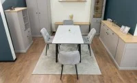 Set Masă Living Extensibilă KJT4711-1 Alb cu 4 Scaune KJC0357 Gri 9