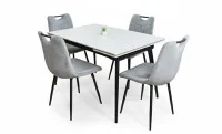 Set Masă Living Extensibilă DTM0101 CS Bej cu 4 Scaune KJC0358 Gri