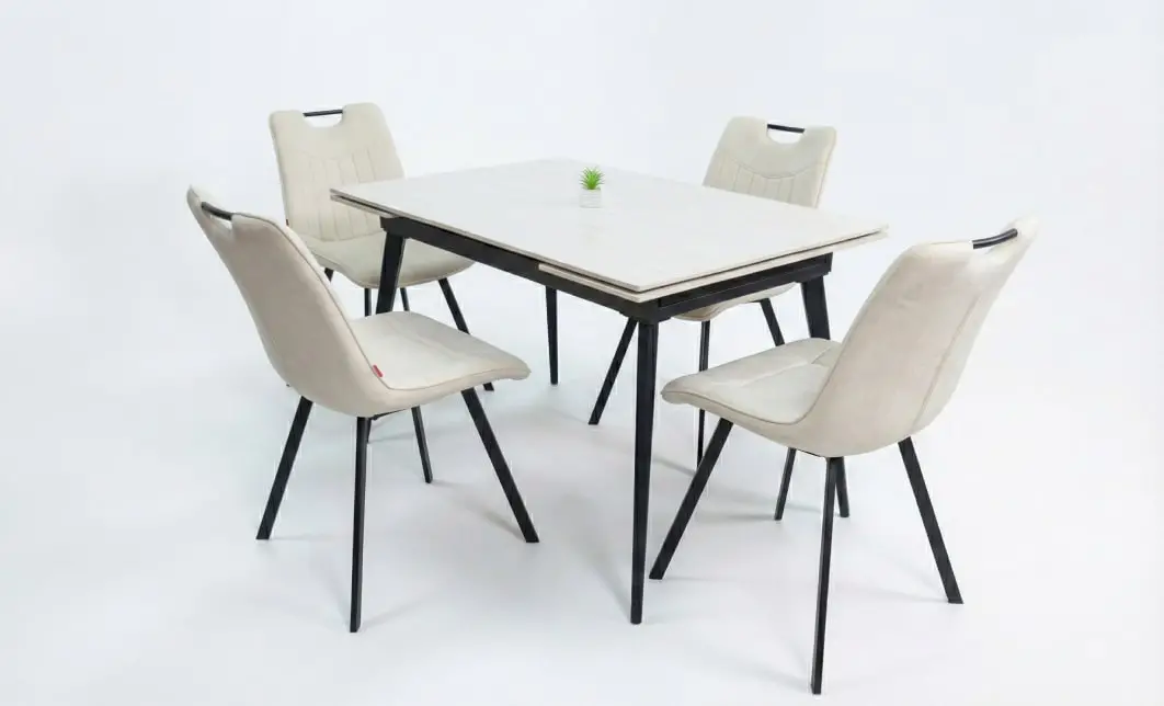 Set Masă Living Extensibilă DTM0101 CS Bej cu 4 Scaune KJC0358 Bej 2