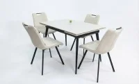 Set Masă Living Extensibilă DTM0101 CS Bej cu 4 Scaune KJC0358 Bej 2
