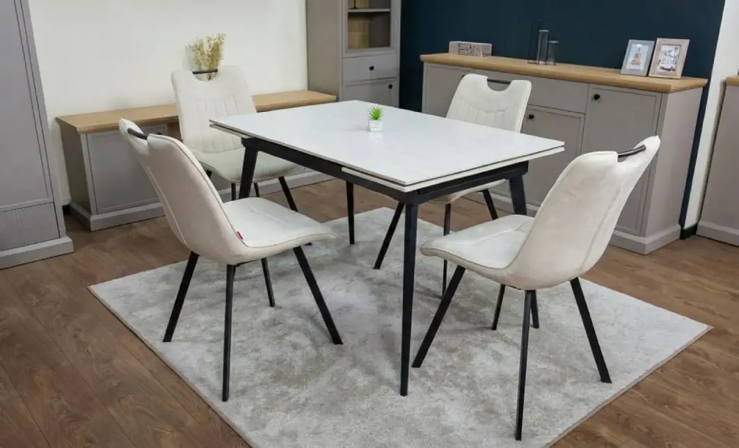 Set Masă Living Extensibilă DTM0101 CS Bej cu 4 Scaune KJC0358 Bej