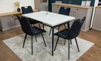 Set Masă Living Extensibilă DTM0101 CS Bej cu 4 Scaune KJC0358 Negre