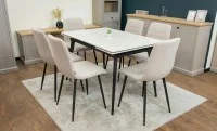 Set Masă Living Extensibilă DTM0101 CS Bej si 6 Scaune KJC5341 Bej
