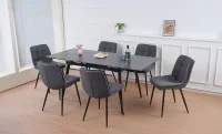 Set Masă Living Extensibilă Set Masă Extensibilă DTM0101CS Gri cu 6 Scaune DCM2001AF Gri
