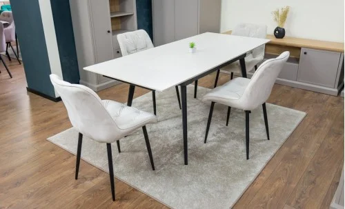 Set Masă Living Extensibilă DTM0101CS Bej cu 4 Scaune KJC0357 Bej