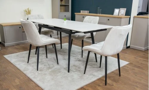 Set Masă Living Extensibilă DTM0101CS Bej cu 4 Scaune KJC0357 Bej