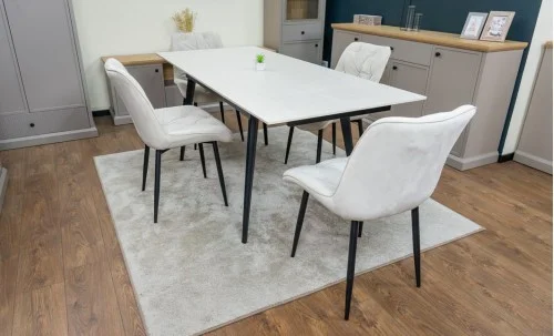 Set Masă Living Extensibilă DTM0101CS Bej cu 4 Scaune KJC0357 Bej
