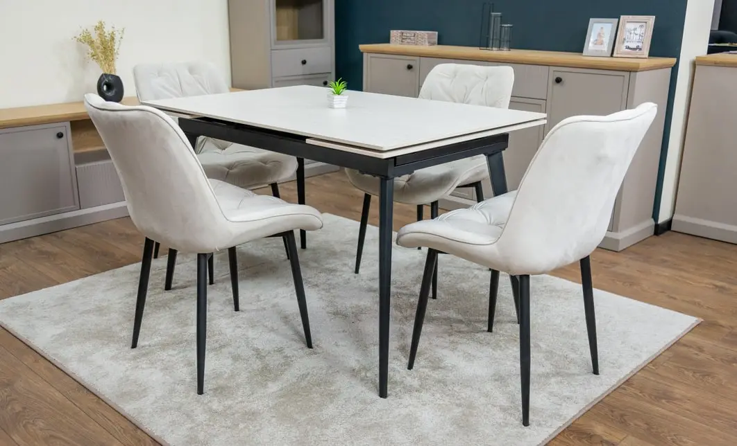Set Masă Living Extensibilă DTM0101CS Bej cu 4 Scaune KJC0357 Bej