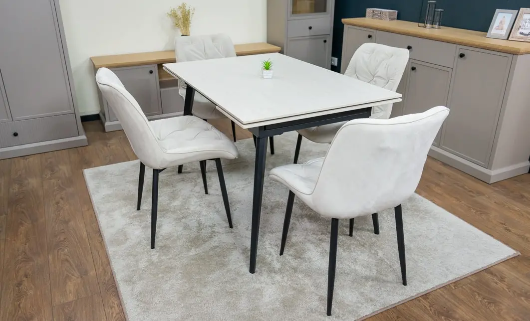 Set Masă Living Extensibilă DTM0101CS Bej cu 4 Scaune KJC0357 Bej