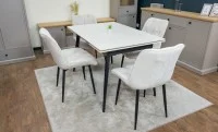 Set Masă Living Extensibilă DTM0101CS Bej cu 4 Scaune KJC0357 Bej