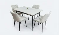 Set Masă Living Extensibilă DTM0101CS Bej cu 4 Scaune KJC0357 Bej 2