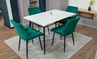 Set Masă Living Extensibilă DTM0101CS Bej cu 4 Scaune KJC0357 Verzi 5