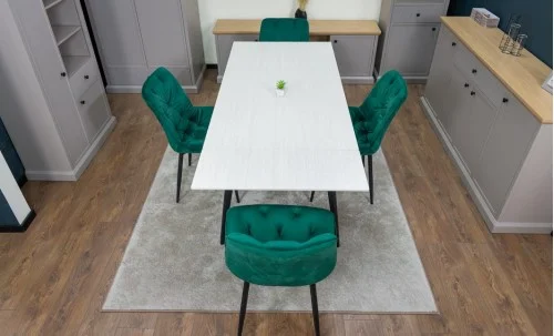 Set Masă Living Extensibilă DTM0101CS Bej cu 4 Scaune KJC0357 Verzi