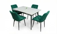 Set Masă Living Extensibilă DTM0101CS Bej cu 4 Scaune KJC0357 Verzi