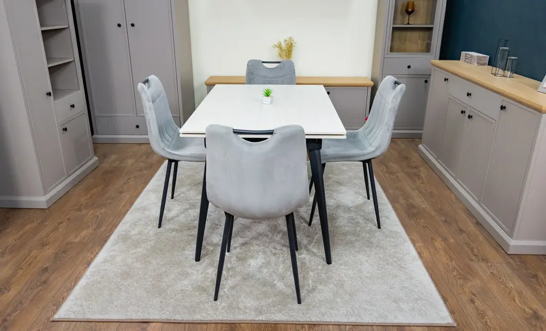 Set Masă Living Extensibilă DTM0101 CS Bej cu 4 Scaune KJC0358 Gri 3