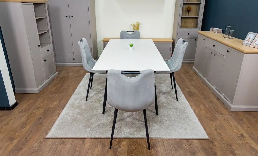 Set Masă Living Extensibilă DTM0101 CS Bej cu 4 Scaune KJC0358 Gri 5