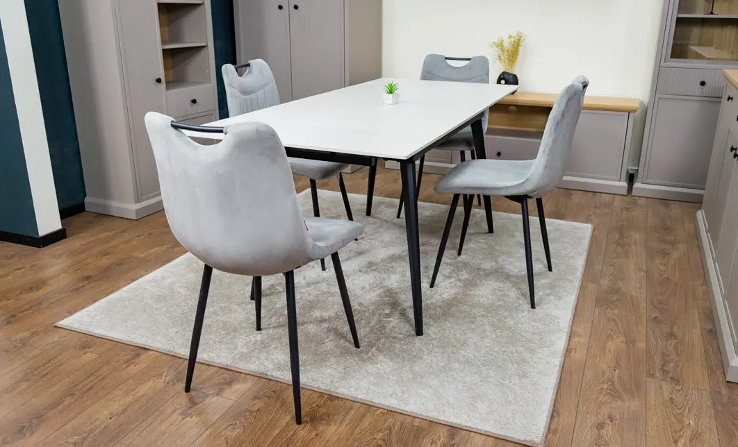 Set Masă Living Extensibilă DTM0101 CS Bej cu 4 Scaune KJC0358 Gri 6