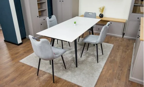 Set Masă Living Extensibilă DTM0101 CS Bej cu 4 Scaune KJC0358 Gri