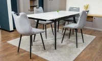 Set Masă Living Extensibilă DTM0101 CS Bej cu 4 Scaune KJC0358 Gri 8