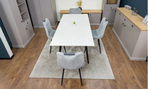 Set Masă Living Extensibilă DTM0101 CS Bej cu 4 Scaune KJC0358 Gri