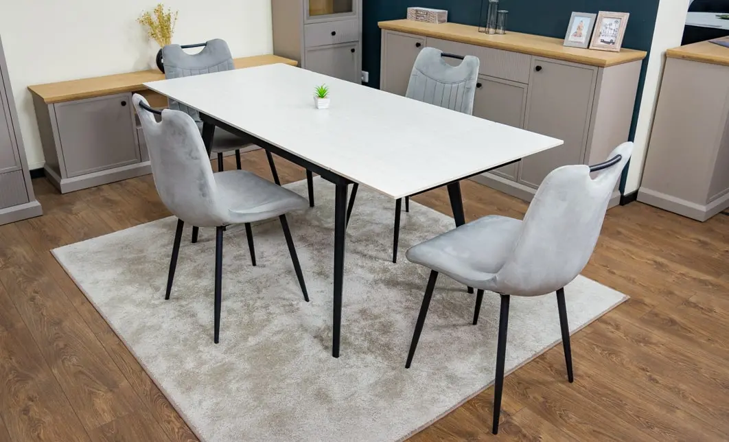 Set Masă Living Extensibilă DTM0101 CS Bej cu 4 Scaune KJC0358 Gri 10