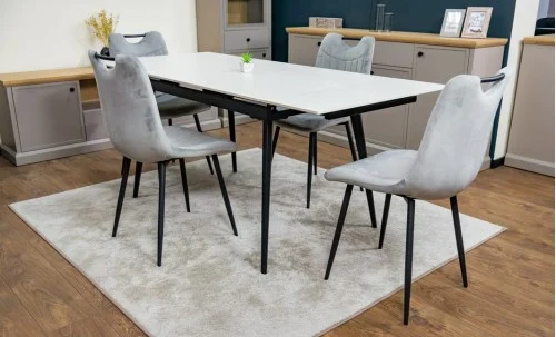 Set Masă Living Extensibilă DTM0101 CS Bej cu 4 Scaune KJC0358 Gri