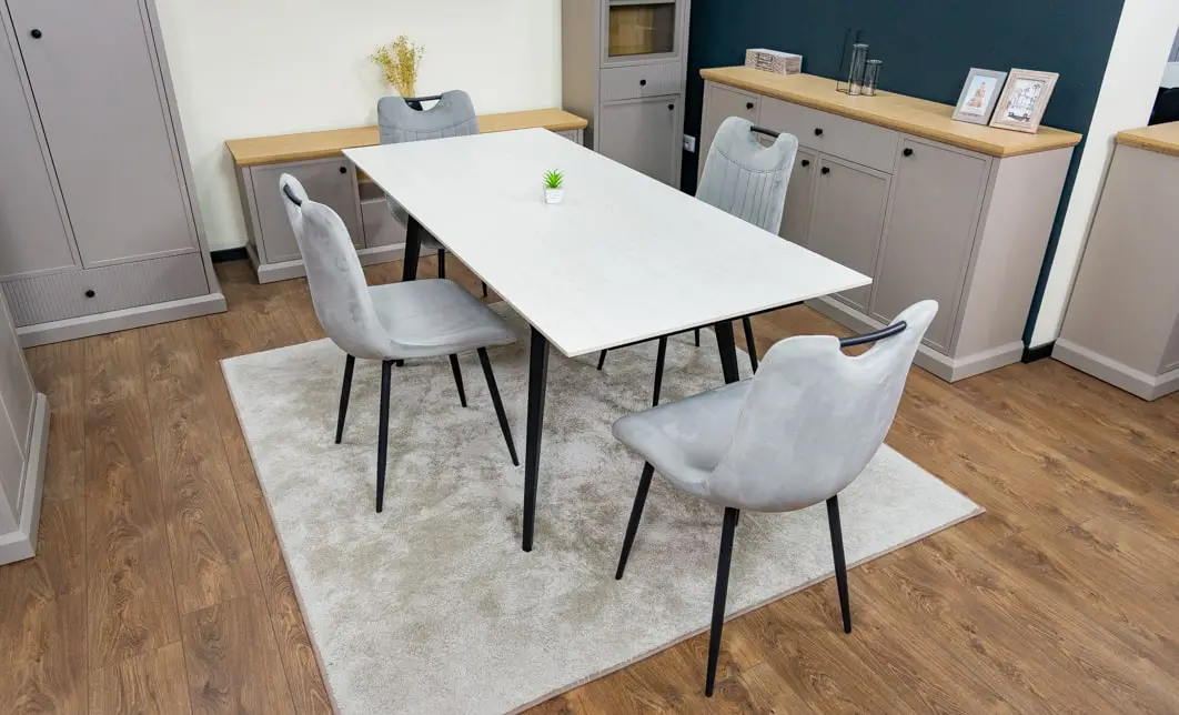Set Masă Living Extensibilă DTM0101 CS Bej cu 4 Scaune KJC0358 Gri