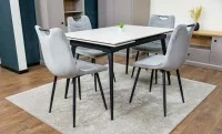 Set Masă Living Extensibilă DTM0101 CS Bej cu 4 Scaune KJC0358 Gri