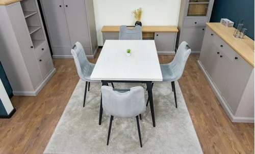 Set Masă Living Extensibilă DTM0101 CS Bej cu 4 Scaune KJC0358 Gri